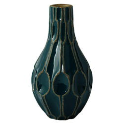 west elm Honeycomb Short Teardrop Vase, Blue Lagoon